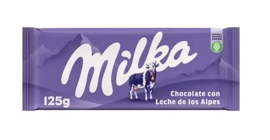 Chocolate con leche de los Alpes Milka 125 g.