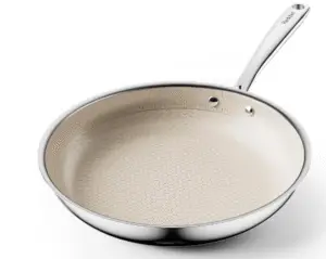 Redchef Sartén híbrida de acero inoxidable Tri-Ply de 28 cm, sin PTFE, libre de PFOA, sin PFOA, con distribución inteligente del calor