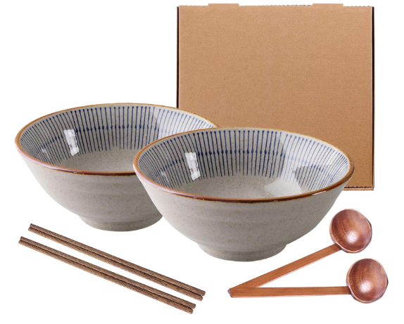 SDFVSDF - Tazón de Ramen de Cerámica Japonesa (2 Unidades) para Ensalada de Frutas, Verduras y Fideos
