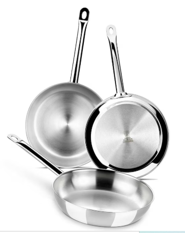 Set de 3 sartenes de Acero Inoxidable Profesional BRA
