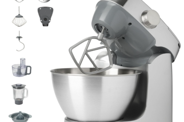 Kenwood Prospero+ KHC29A.O0SI - Amasadora, cuenco de acero inoxidable, 4,3 L, incluye juego de accesorios, 10 unidades + 3 ganchos y batidor, batidora de cristal, procesador de alimentos de 3 discos